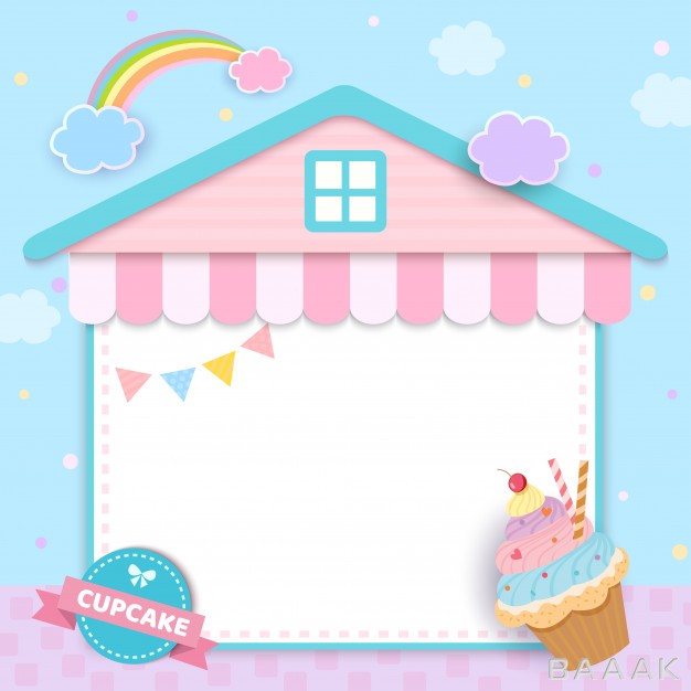 قاب-پرکاربرد-Cupcake-with-house-frame-menu-template_307662392