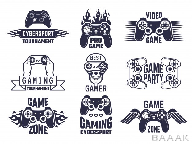 لوگو-جذاب-Gaming-logo-set-video-games-cyber-sport-labels_5701318