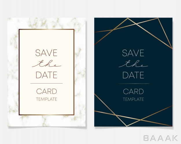 قاب-مدرن-و-خلاقانه-Wedding-invitation-card-design-with-golden-frames-marble-texture_300970934