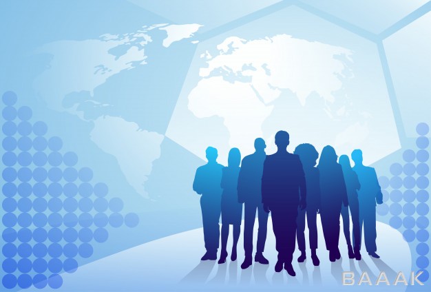 پس-زمینه-جذاب-Group-business-people-silhouette-walking-world-map-background-businesspeople-team-concept_236175351