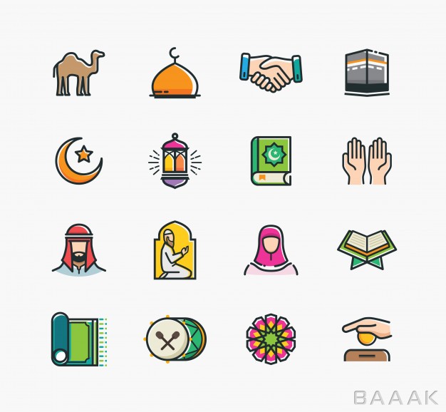 آیکون-خاص-Set-islamic-icons-ramadan-kareem-eid-mubarak-line-art-icons-set_459536595