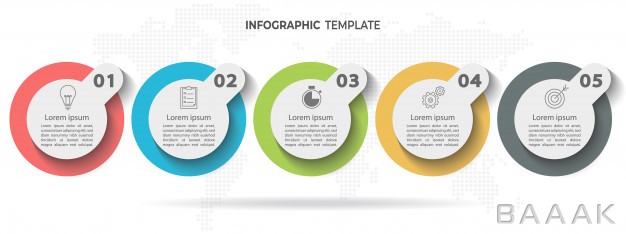 اینفوگرافیک-زیبا-و-جذاب-Timeline-circle-infographic-template-5-options-steps_5206500