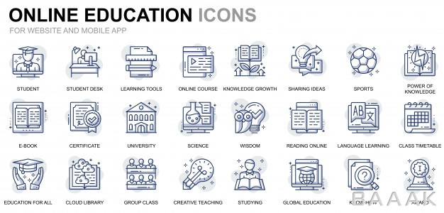 آیکون-مدرن-و-جذاب-Simple-set-education-knowledge-line-icons-website-mobile-apps_586318789