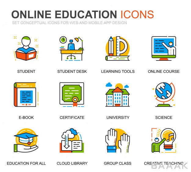 آیکون-مدرن-و-جذاب-Simple-set-education-knowledge-line-icons-website_465128978