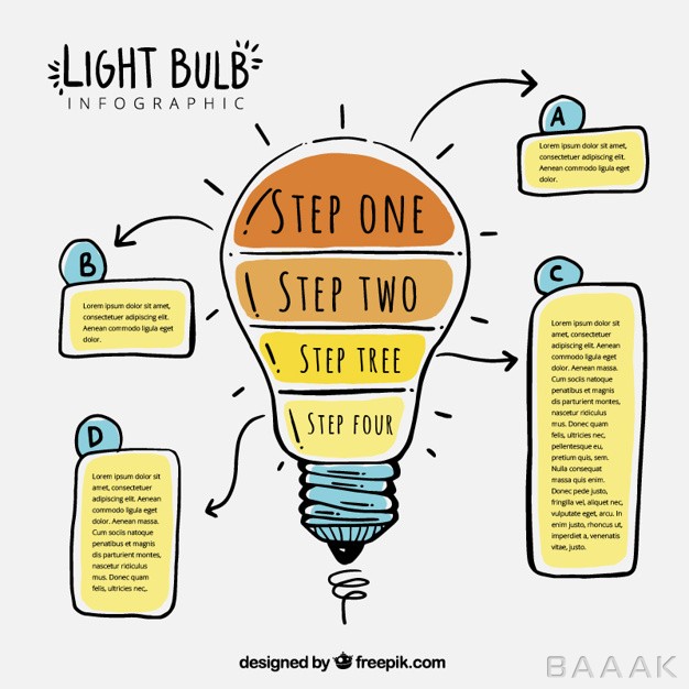 اینفوگرافیک-خاص-و-مدرن-Fantastic-light-bulb-infographic-with-four-steps_923519791