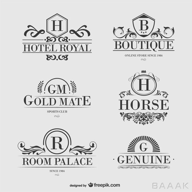 لوگو-زیبا-Heraldic-hotel-logos-set_788151105