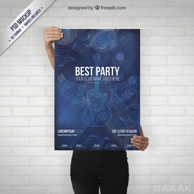 موکاپ-زیبا-Party-poster-mockup-with-guitar_315737537