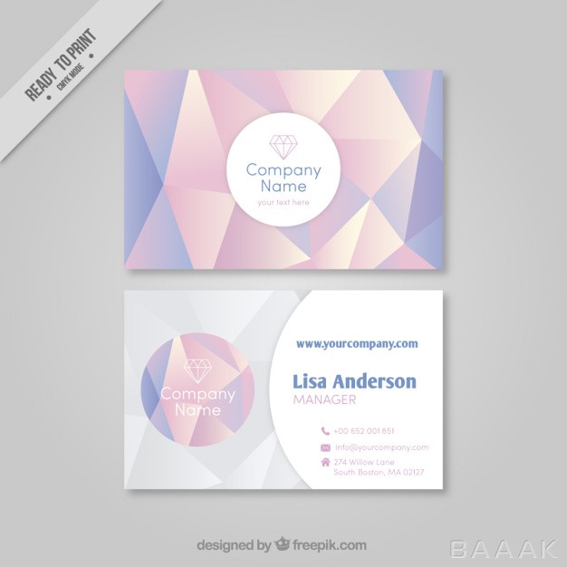 کارت-ویزیت-زیبا-و-خاص-Polygonal-business-card-with-pastel-colors_527904920