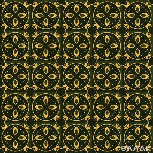 طرح-الگو-یکپارچه-ی-جذاب-هندسی-و-سنتی-و-گلدار-با-نقش-های-زرد-رنگ-با-پس-زمینه-سبز-پارچه-ای_860945490
