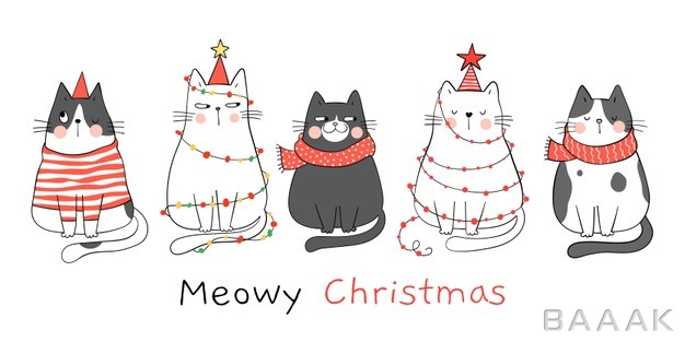 بنر-زیبا-برای-تبریک-کریسمس-از-گربه-های-کارتونی_753308118