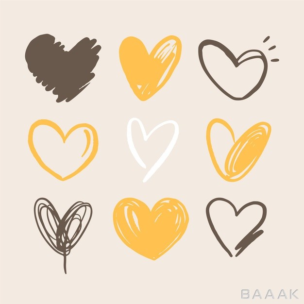 کالکشن-قلب-های-زرد-و-قهوه-ای-در-شکل-های-مختلف_278090122