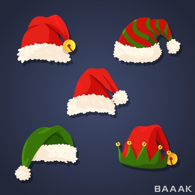 کالکشن-کلاه-بابانوئل-در-طرح-های-مختلف-با-دیزاین-قرمز-و-سبز_129915560