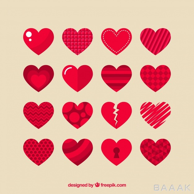 کالکشن-قلب-های-قرمز-در-شکل-های-مختلف-با-دیزاین-فلت_381237483