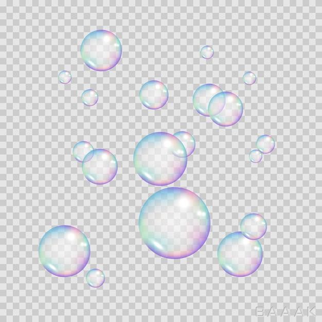 وکتور-حبابهای-صابون-با-زمینه-شفاف-و-در-اندازه-های-مختلف_690363117