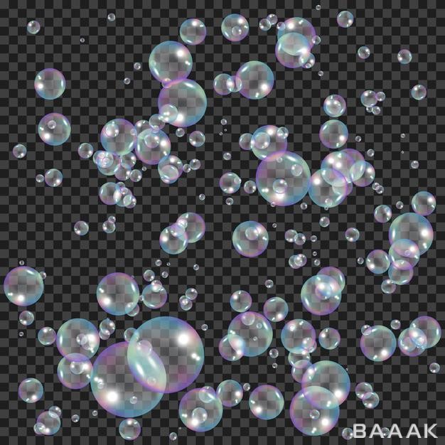 وکتور-حباب-های-صابون-در-اندازه-متفاوت-و-پس-زمینه-شفاف_601721493