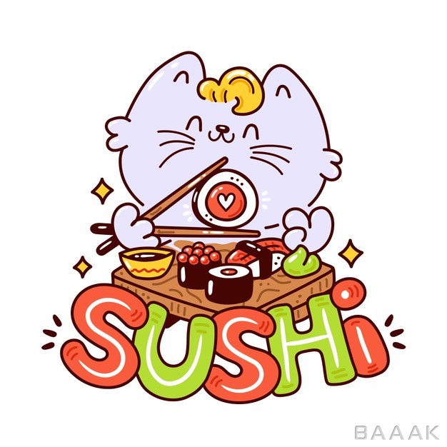 تصویر-کارتونی-گربه-خندان-در-حال-خوردن-سوشی_687682658