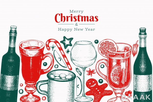 قالب-وکتور-برای-تبریک-کریسمس-طرح-انواع-نوشیدنی-و-شراب_135925777