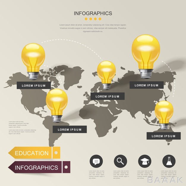 طرح-اینفوگرافیک-تحصیلات-در-جهان-با-لامپ‌های-حبابی_874183235