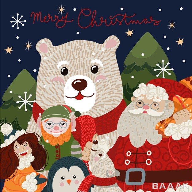 کارت-تبریک-کریسمس-با-تم-حیوانات-مخصوص-کریسمس_131970265