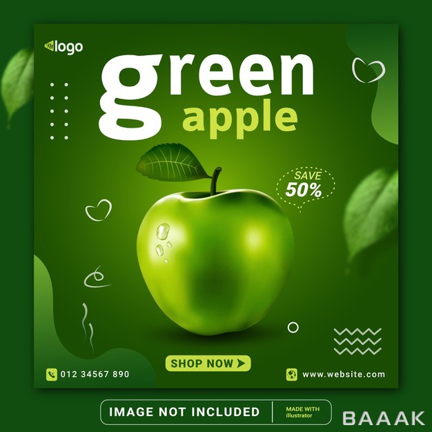 بنر-مربعی-سیب-سبز-و-میوه-برای-اینستاگرام_856150727
