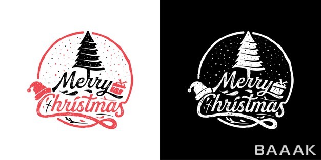 لوگوی-کریسمس-مبارک-با-ایلوستریشن-درخت-در-دو-رنگ_472061478