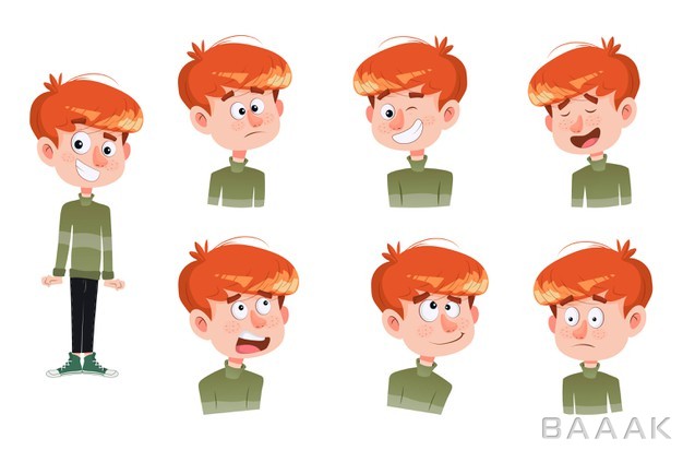 ست-تصویر-کارتونی-پسر-با-موهای-نارنجی-در-حالت-های-مختلف_288185355