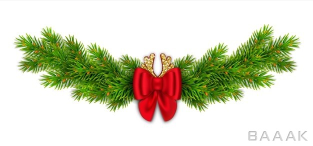 ایلوستریشن-کریسمسی-با-طرح-تزئین-برگ-کاج-مدل-شاخ-گوزن_653020299