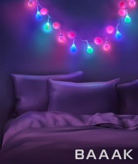 تصویر-تخت-در-اتاق-خواب-به-همراه-ال-ای-دی-های-روشن-و-رنگارنگ_905736166