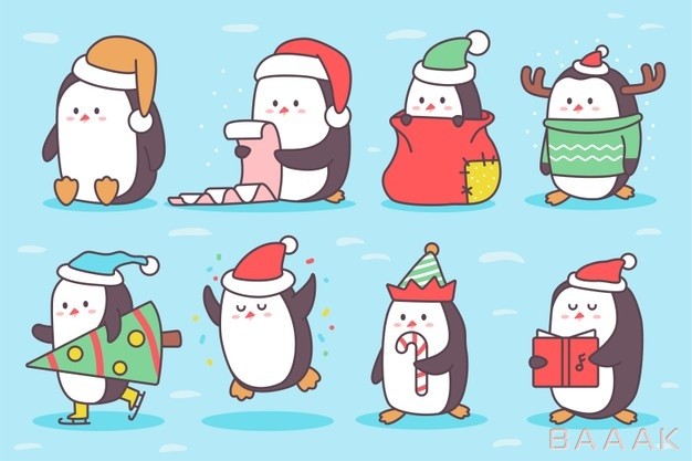 پس-زمینه-پنگوئن-های-بامزه-کریسمس_743411271