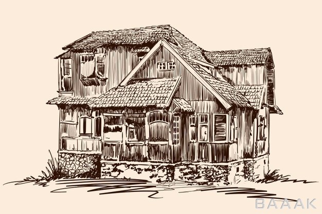 پس-زمینه-خانه-قدیمی-و-چوبی-طراحی-شده-با-دست_144664185